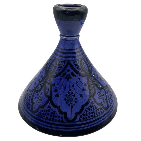 Moroccan Tagine Blue Handmade Hand-Painted Glazed Ceramic Cookware Lid Only - Picture 6 of 10